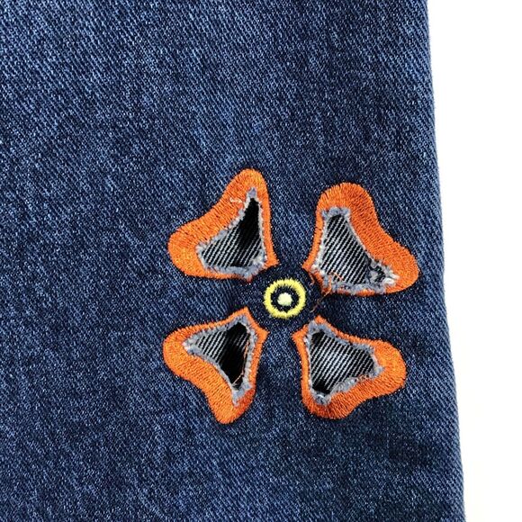 Vintage Flower Cut Out Flare Blue Jeans Y2K No Boundaries Juniors 11 100% Cotton - Picture 2 of 11